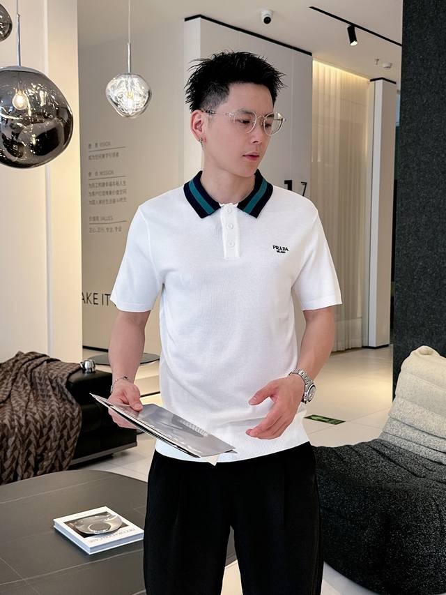 Prada 2025 New short-sleeved Polo, handsome and fashionable, top-positioned top