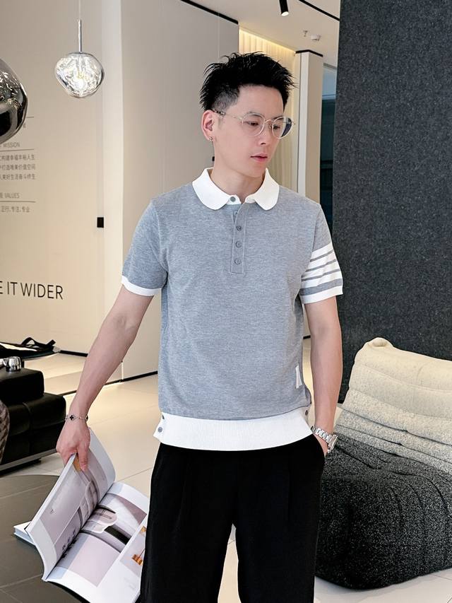 Tb 2025 New short-sleeved Polo, handsome and fashionable, top-positioned top-wov