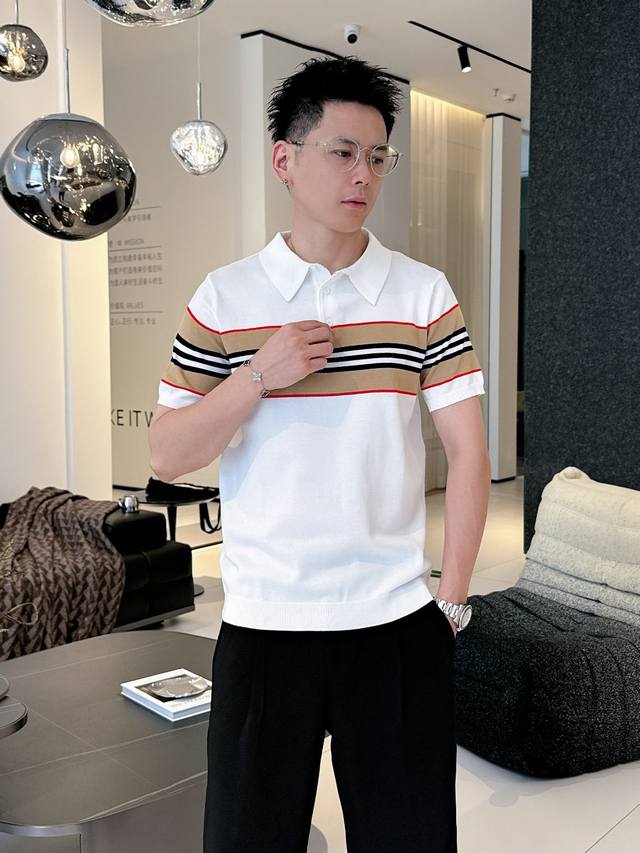 BURBERRY 2025 New short-sleeved Polo, handsome and fashionable, top-positioned t