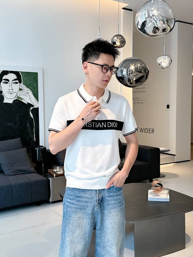 Dior 2025 New short-sleeved Polo, handsome and fashionable, top-positioned top-w