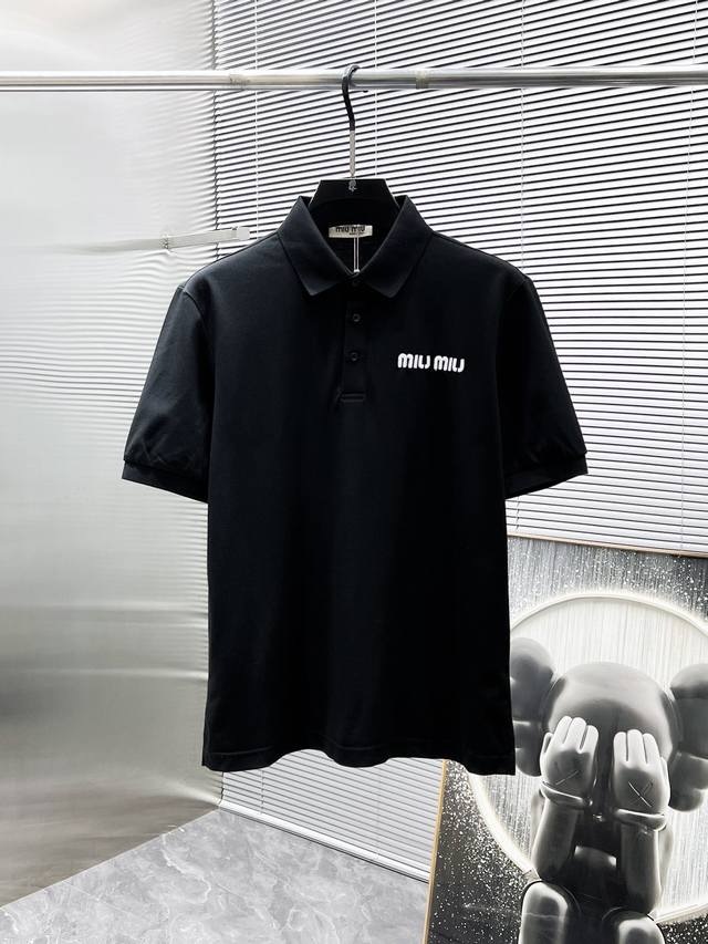Miu Miu 2025Ss new summer lapel short-sleeved T-shirt Polo shirt, high-end versi