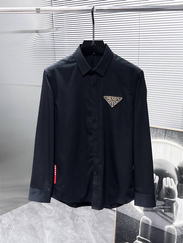 Prada 2025Ss new long-sleeved shirt, high-end version! Custom-made fabrics are