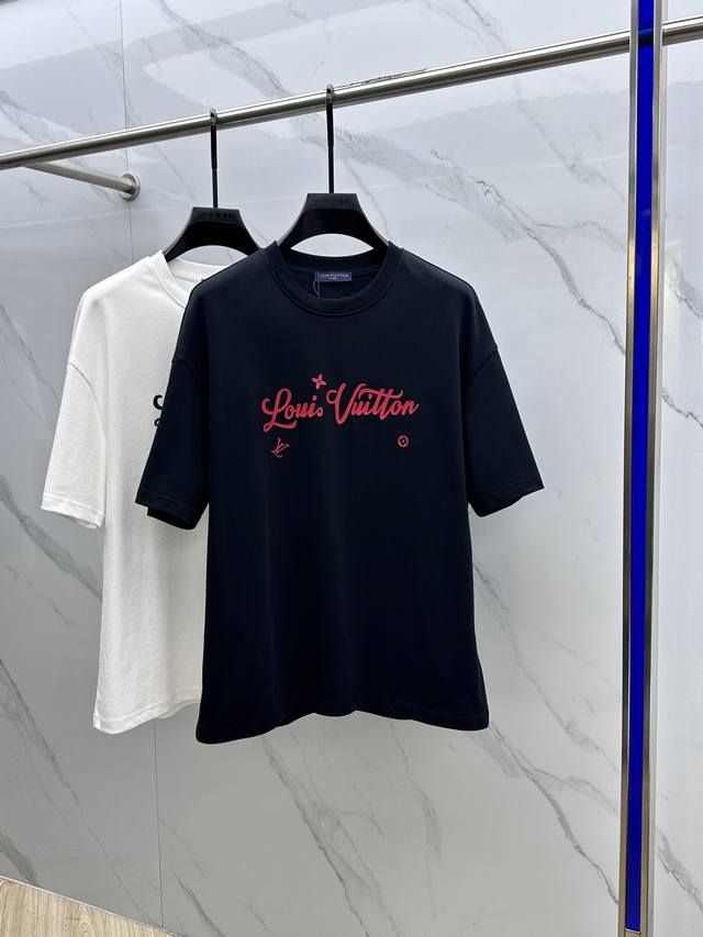 Louis Vuitton latest printed short-sleeved T-shirt with ribbed collar 100% cotto