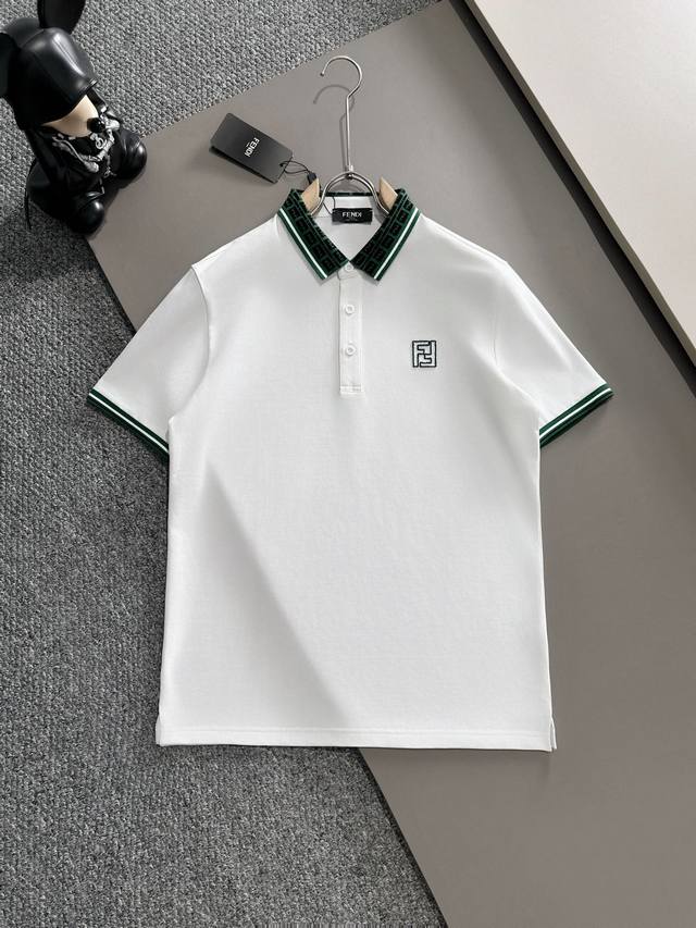 Fendi 25Ss new spring and summer short-sleeved lapel T-shirt Polo, the highest v