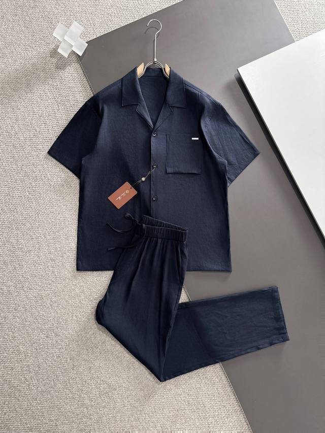 Hot sale set. Lp. 25Ss new men's Tencel linen suit short-sleeved trousers, top f