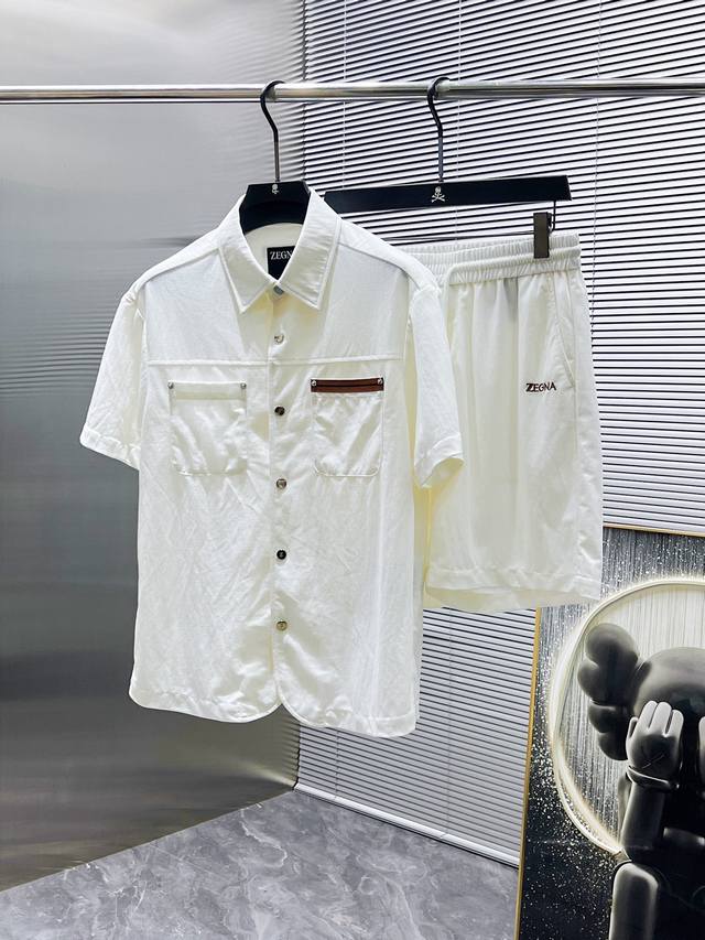 Zegna 2025Ss new summer casual short-sleeved shorts suit, high-end version! Cus