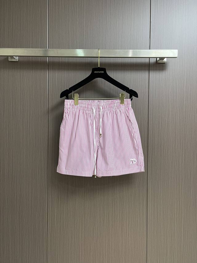 Lv 2025Ss New beach shorts with all-over Monogram pattern and fresh stripes, exu