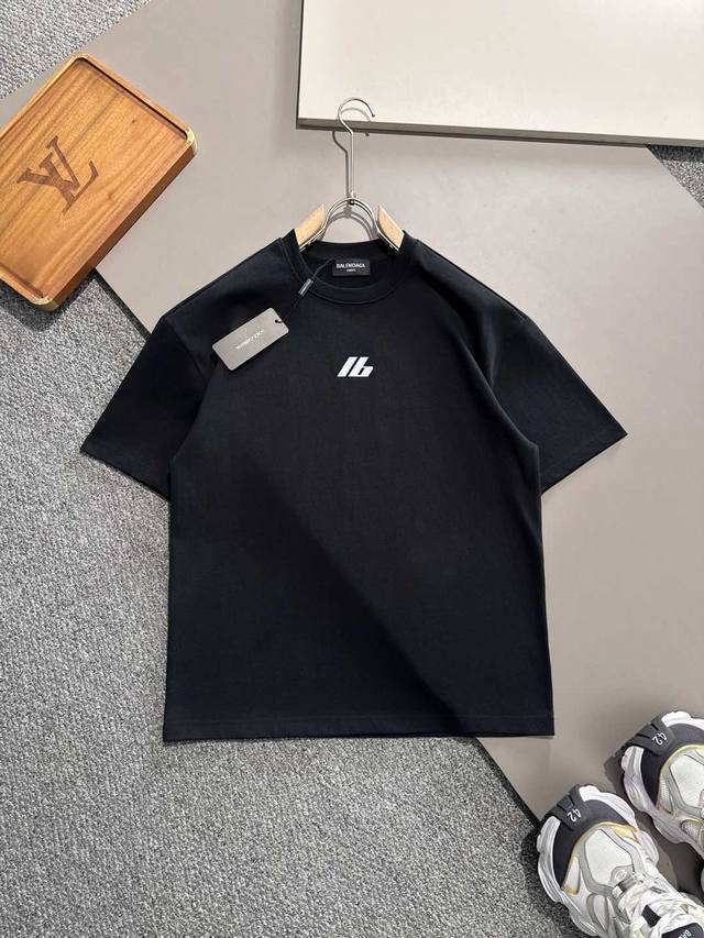 Balenciaga 2025Ss Early Spring New Product Runway Style Printed Cotton Round Ne