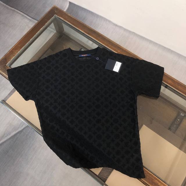Clouis Vuitton Lv 25Ss counter same style terry round neck short-sleeved T-shirt