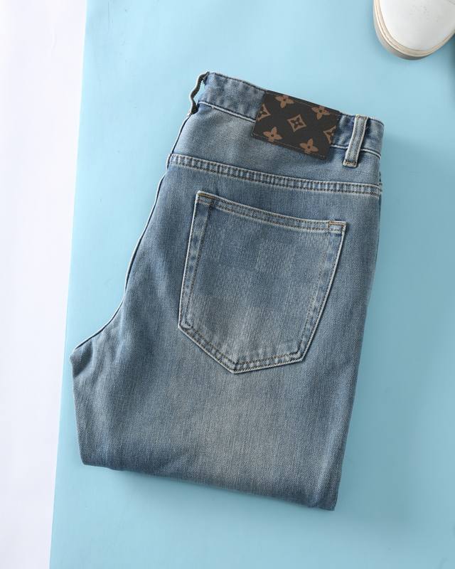 Lou V 2025Ss new spring and summer models, men's retro washed denim jeans with c