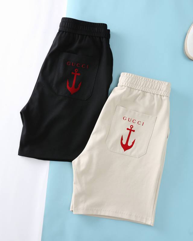Gui Gu*25Ss new summer ice oxygen cotton drawstring shorts, men's back pocket an