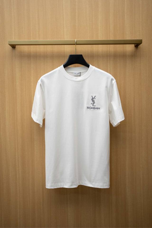 2025Ysl latest T-shirt Classic letter embroidery logo on the chest Top grade cot