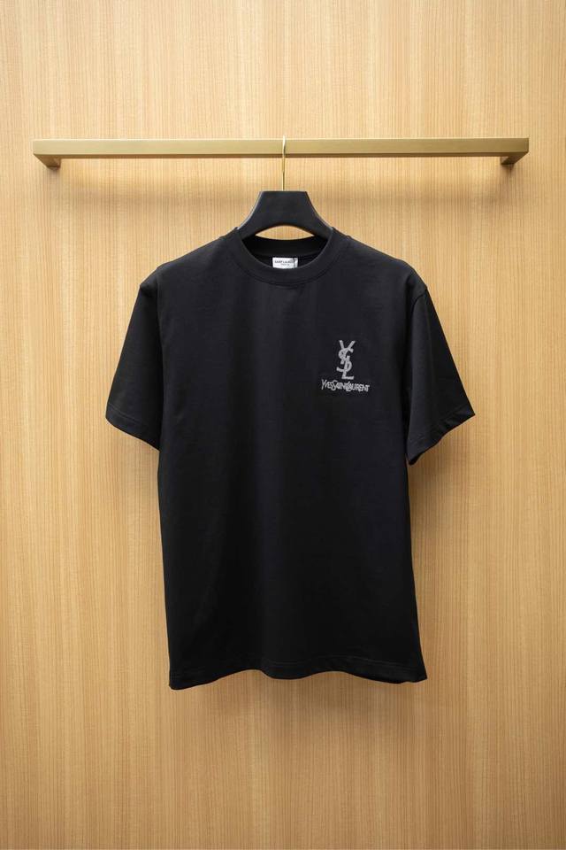 2025Ysl latest T-shirt Classic letter embroidery logo on the chest Top grade cot