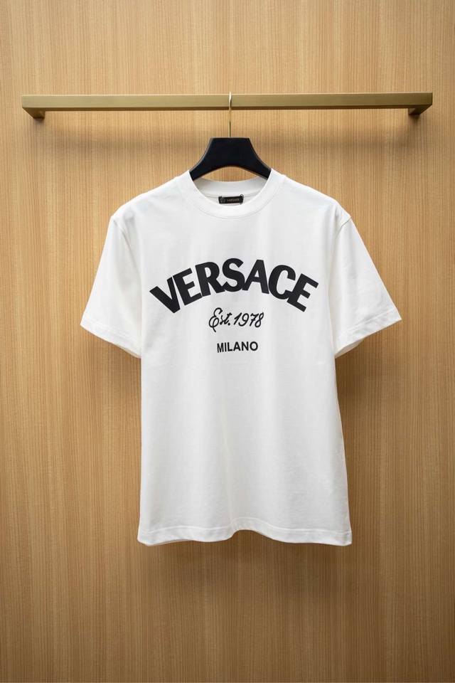 2025Vsc latest T-shirt classic letter print logo top grade cotton fabric normal