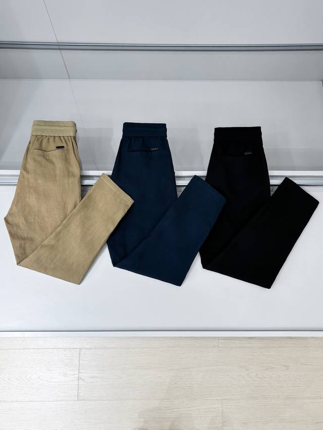Photo details Lro Pin Linen elastic waist casual pants Classic style, suitable f
