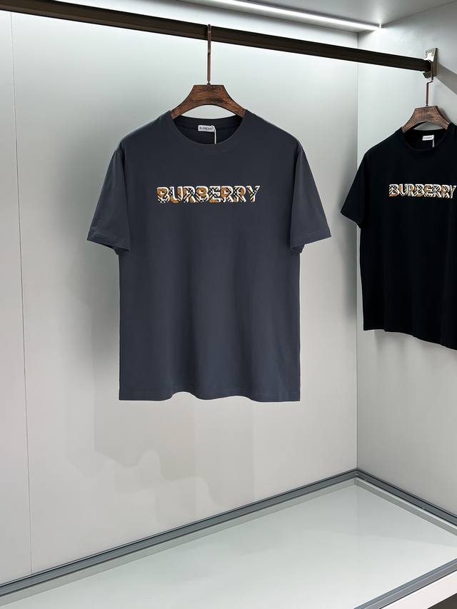 2025 Spring and Summer new round neck short sleeve Burb big logo original fabric