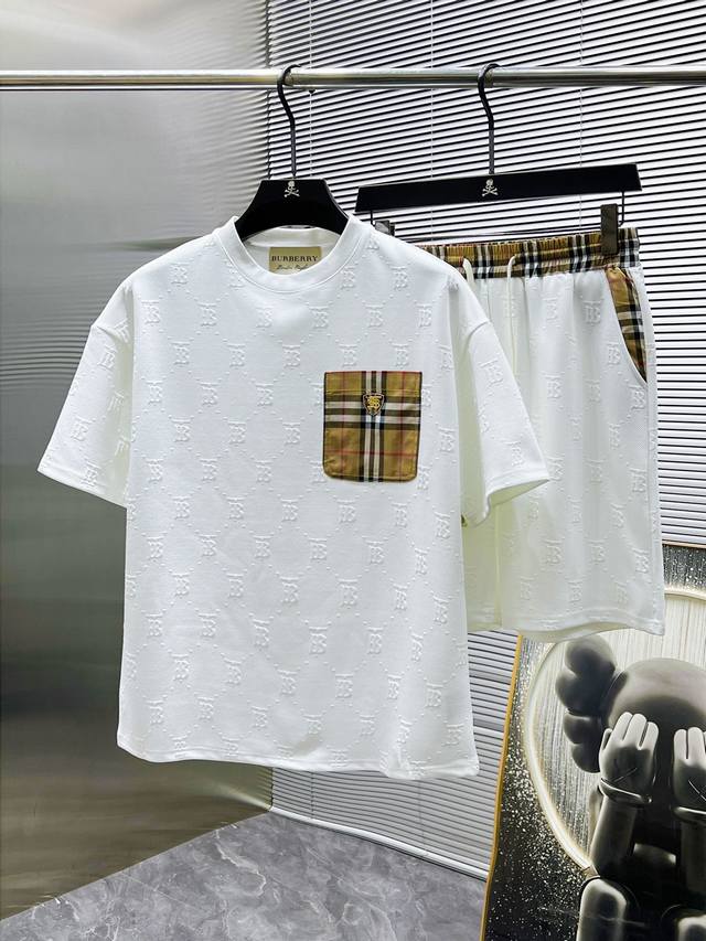 BURBERRY 2025Ss Spring and Summer new casual short-sleeved shorts pants suit, hi