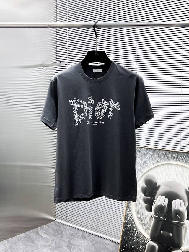 Dior 2025 new round neck short-sleeved T-shirt, high-end version! Custom-made fa