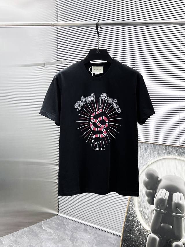 Gucci 2025 new round neck short-sleeved T-shirt, high-end version! Custom-made f