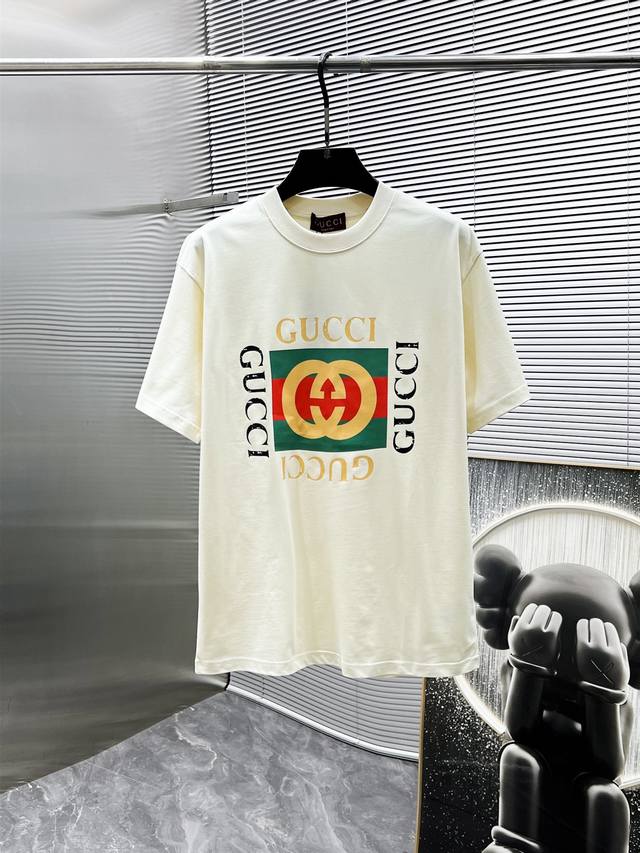 Gucci 2025Ss new half-sleeved T-shirt, short-sleeved loose-fitting round neck T-