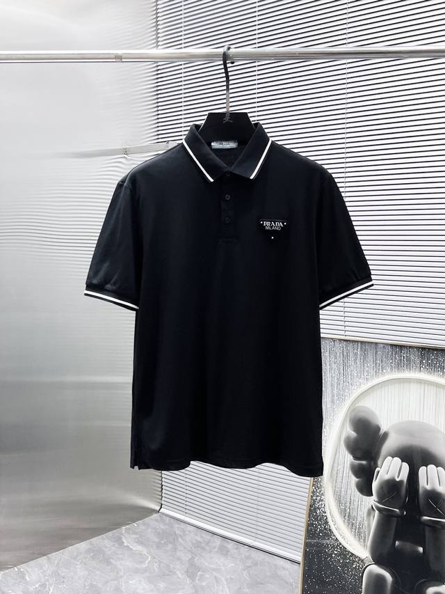 Prada 2025Ss new summer lapel short-sleeved T-shirt Polo shirt, high-end versio