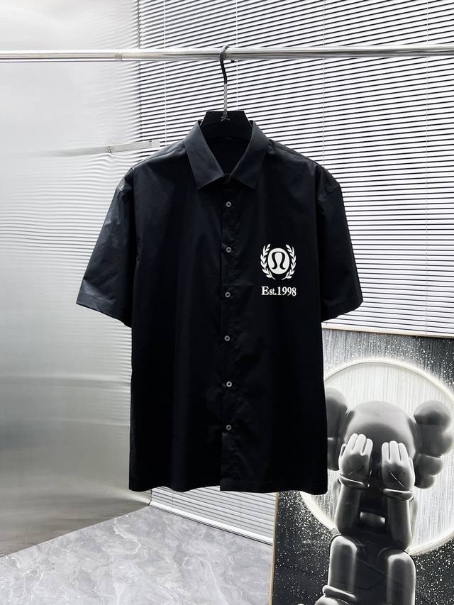 Lulu 2025Ss new men's short-sleeved shirt, high-end version! Custom-made fabric