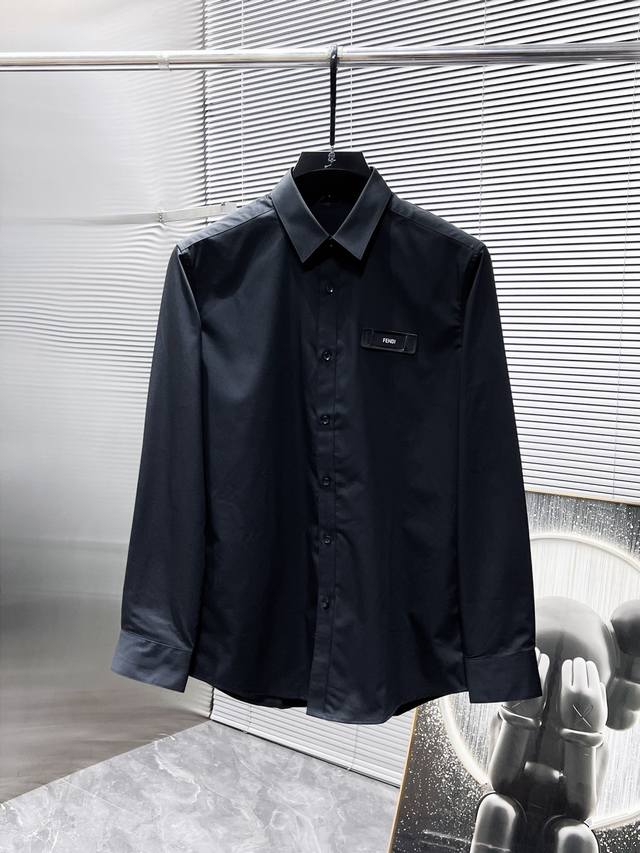 Fendi 2025Ss new long-sleeved shirt, high-end version! Custom-made fabrics are b