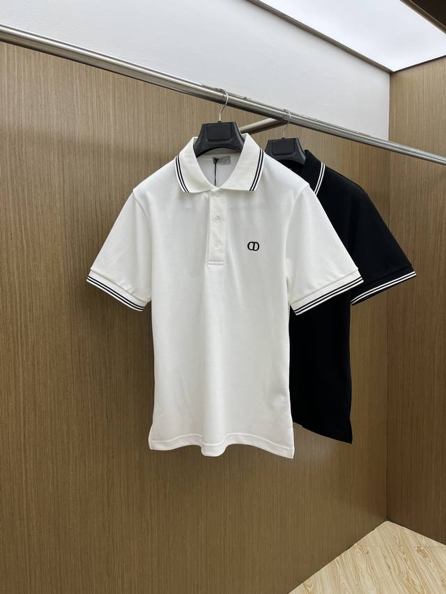 Dior 2025 New Cd Exquisite Small Logo Embroidery Summer Mercerized Cotton Piqu