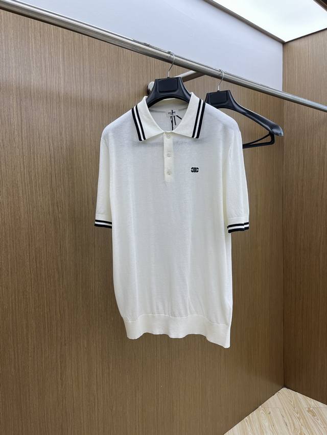 Celine Celine 2025 New Arc de Triomphe Knitted Lapel Polo Shirt Simple yet styli