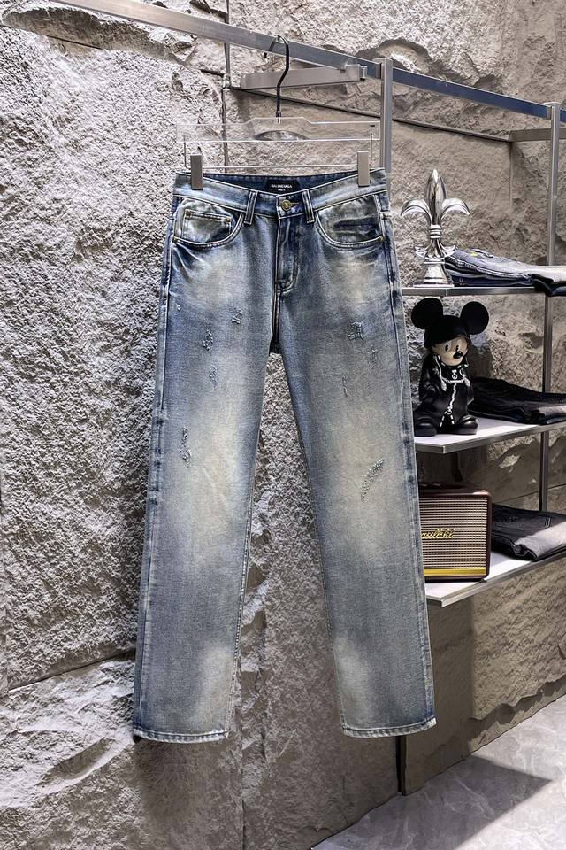 Balenciag* Paris new wide-leg denim washed original high-end single product The