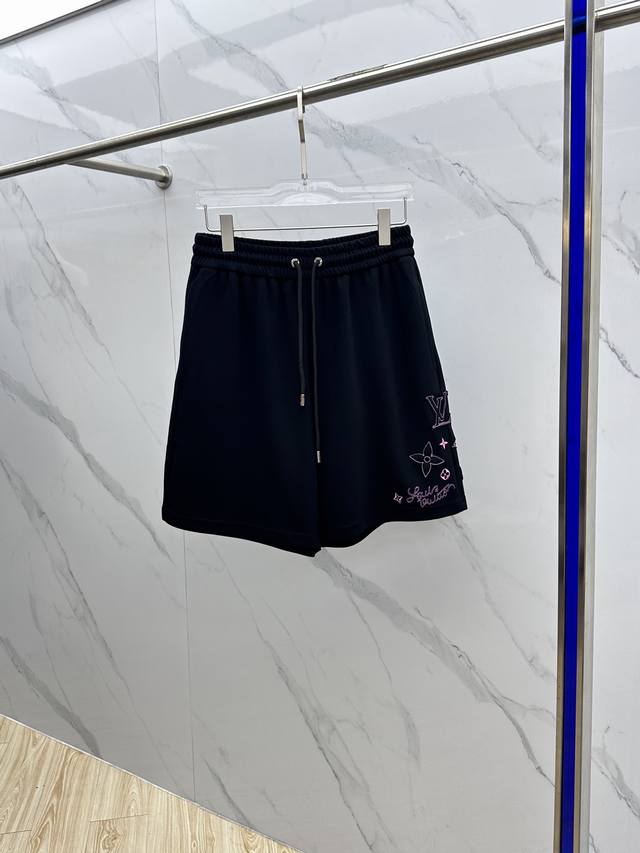 Lv*Louis Vuitton 2025 Spring and Summer new men's casual drawstring shorts, high
