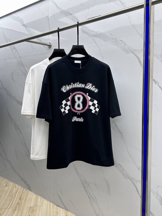Christian Dior Dior 2025Fw Spring and Summer new round neck T-shirt, three-dimen