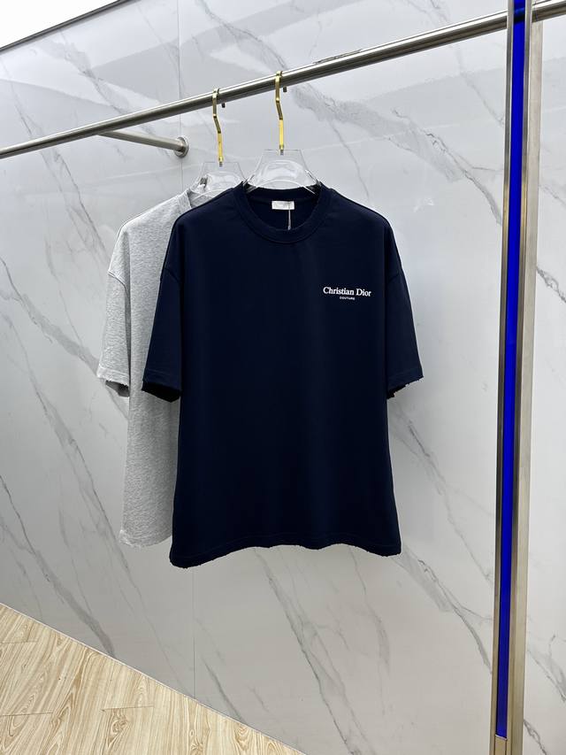 Christian Dior Dior 2025Fw Spring and Summer new round neck T-shirt, three-dimen