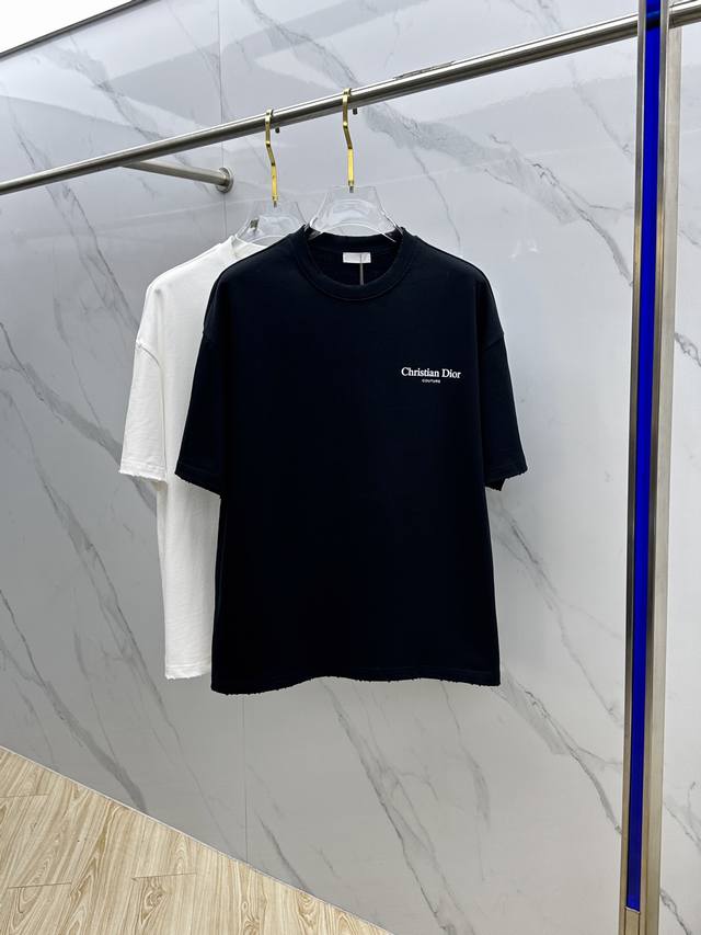 Christian Dior Dior 2025Fw Spring and Summer new round neck T-shirt, three-dimen