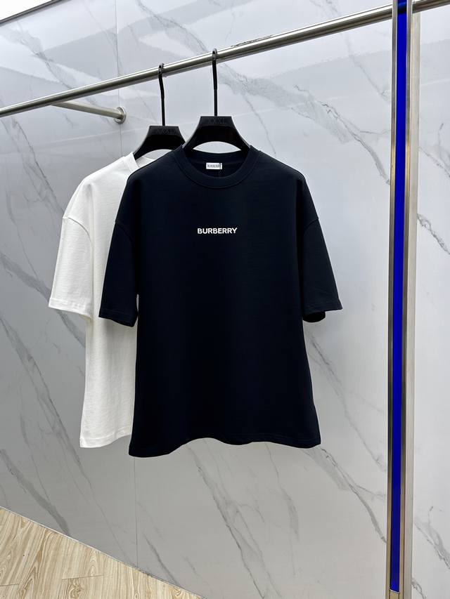 Burberry 2025Fw Spring/Summer new round neck T-shirt, three-dimensional logo mic