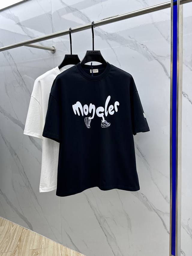 Moncler 2025Fw Spring and Summer new round neck T-shirt, three-dimensional logo
