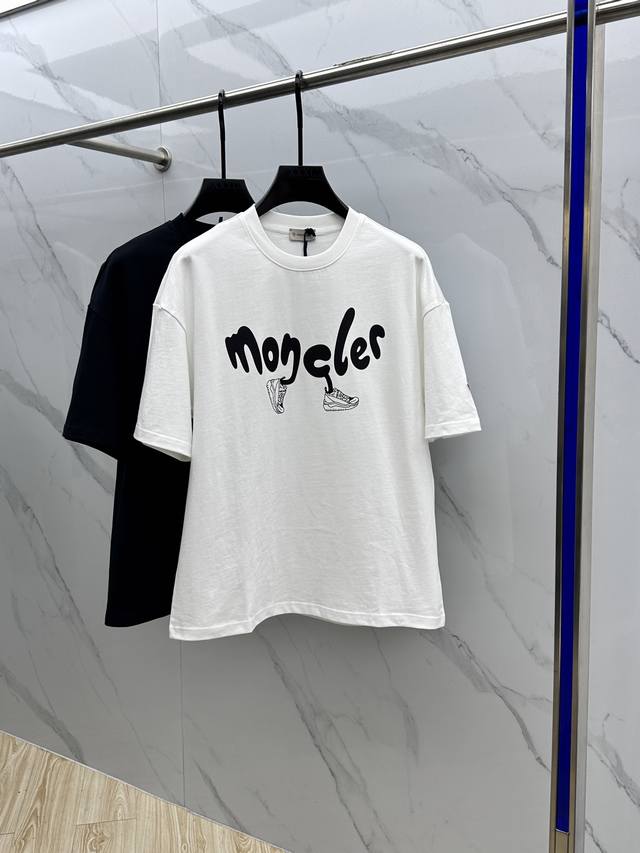 Moncler 2025Fw Spring and Summer new round neck T-shirt, three-dimensional logo