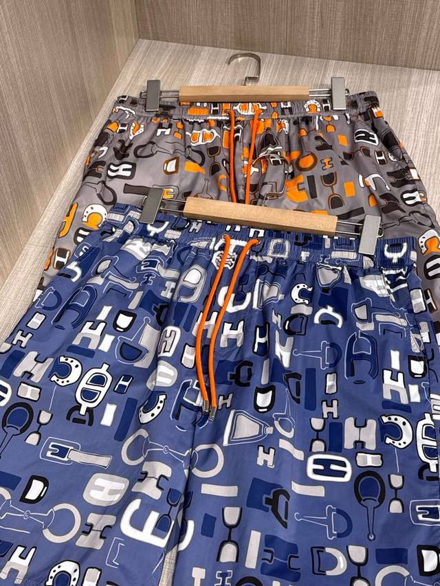 Model Hs002#, the latest men's casual shorts with various H-letter prints in th