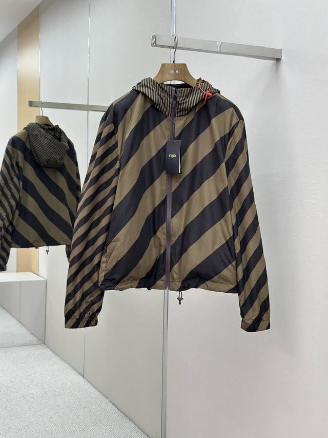 Fendi classic double-sided hooded jacket Custom-made densely woven luxury nylon,