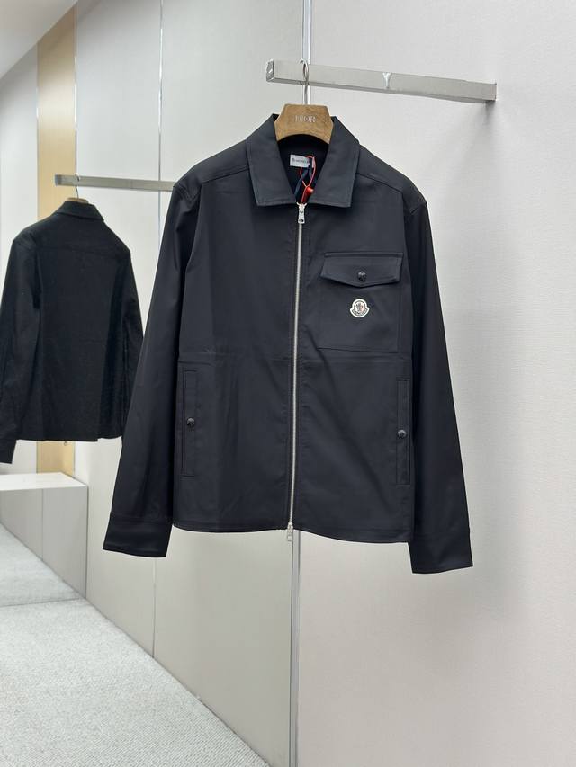 Moncler logo zipper shirt-style jacketCustomized premium cotton hidden-grain gab