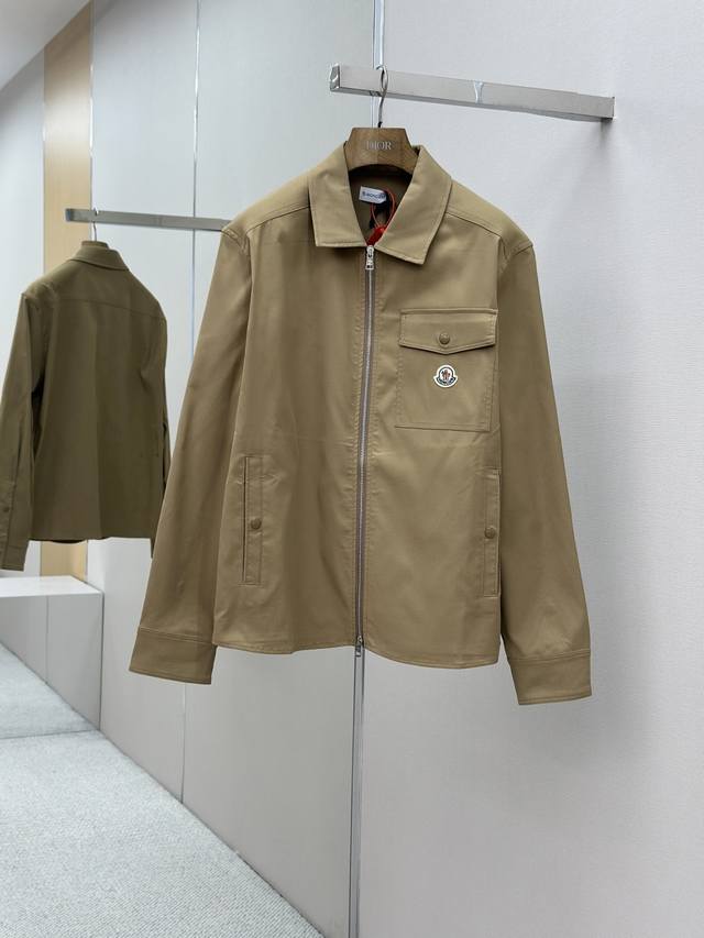 Moncler logo zipper shirt-style jacketCustomized premium cotton hidden-grain gab