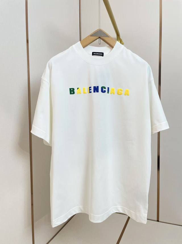 Balenciaga new three-dimensional colorful letter T-shirt Silicone letters three-
