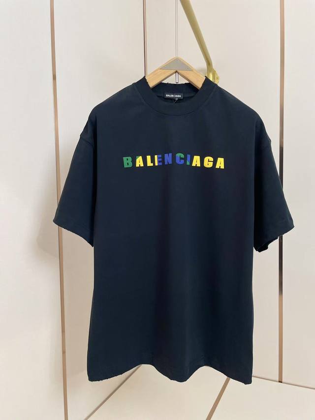Balenciaga new three-dimensional colorful letter T-shirt Silicone letters three-