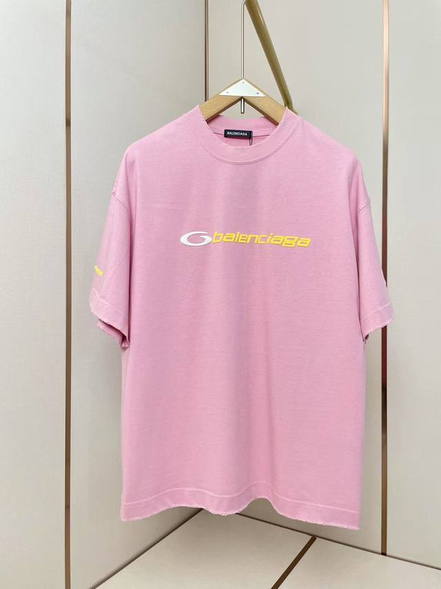 Balenciaga's new ring silicone letter T-shirt Yellow letter Logo full of design