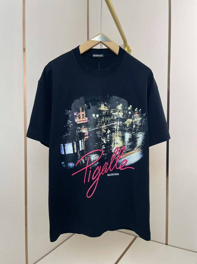 Balenciaga Night View Limited T-shirt Red Signature Pigalle This area used to be