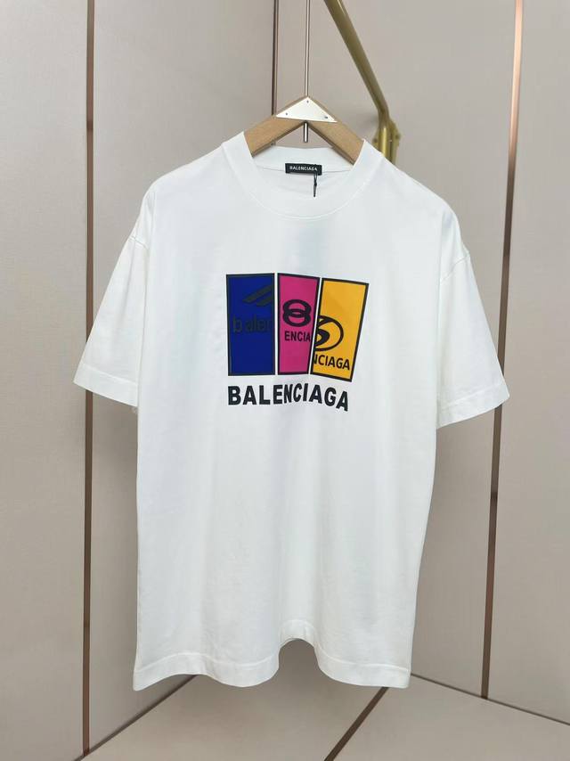 Balenciaga 2025 new T-shirt silicone letter stitching pattern contrast color ma