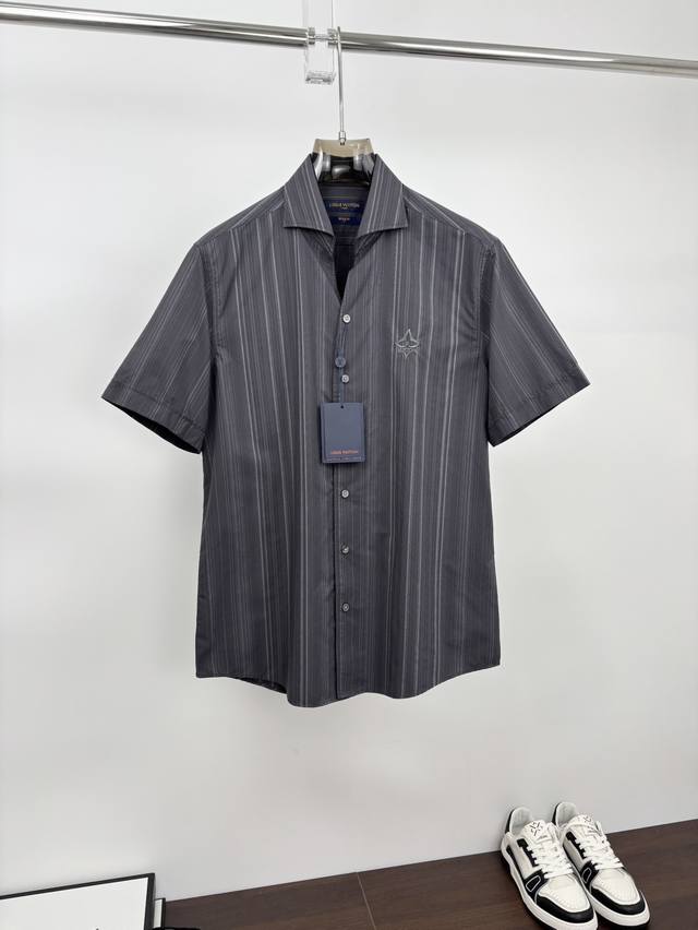 Donkey brand, one-piece collar Italian short-sleeved shirt, yarn-dyed fabric, v