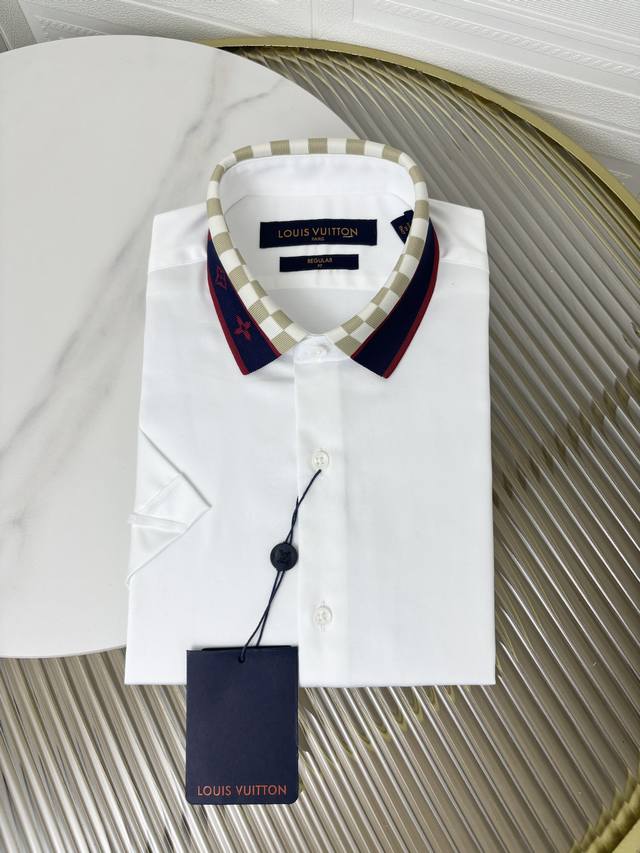 Lv Men's business casual cotton short-sleeved shirt, trade company channel goods