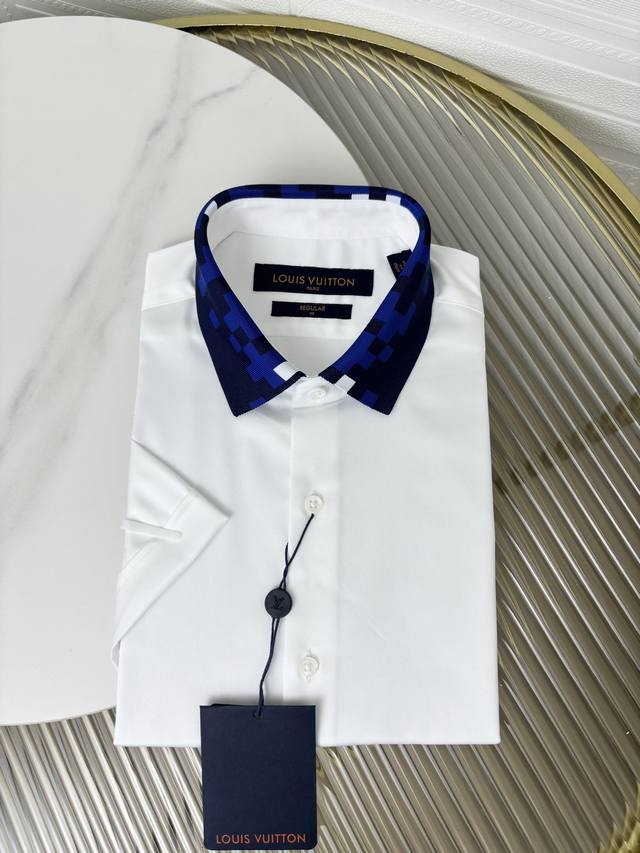 Lv Men's business casual cotton short-sleeved shirt, channel goods from trading
