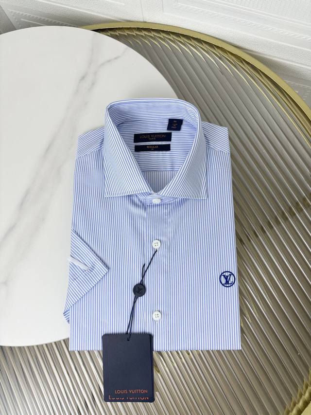 Lv Men's business casual cotton short-sleeved shirt, channel goods from trading
